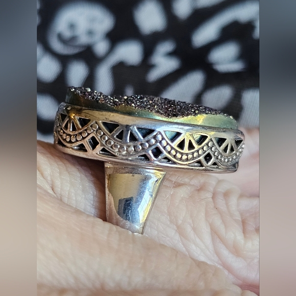 Rainbow Drusy Quartz Sterling Silver Ring-Size 7 - Picture 6 of 6